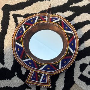 Handcrafted Beaded Wall Mirror - Multicolor